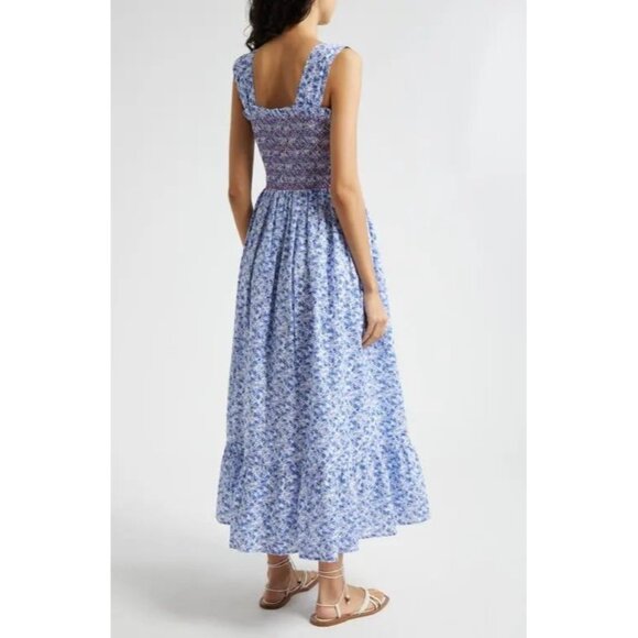 🆕 Mille Garden Smocked Floral Midi Dress Cotton Large 8-10 - Picture 3 of 12